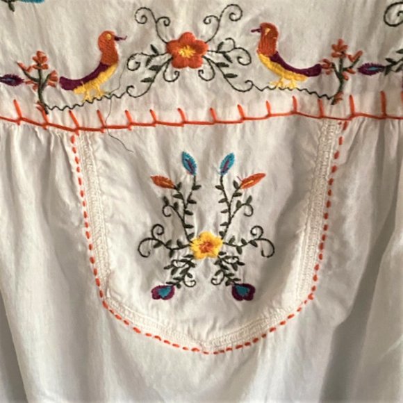 Embroidered peasant style boho cotton tunic top 2X - Picture 5 of 12